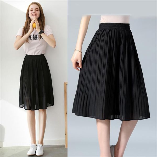women pleasted skirt casual summer thin solid pleated chiffon skirts womens saias midi faldas vintage women midi skirt, Black
women pleasted skirt casual summer thin solid pleated chiffon skirts womens saias midi faldas vintage women midi skirt, Black