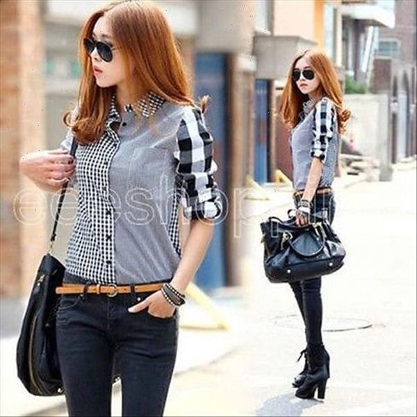 plaid turn down collar shirt 2021 new spring autumn arrival women loose long sleeve blouses chiffon, White
plaid turn down collar shirt 2021 new spring autumn arrival women loose long sleeve blouses chiffon, White