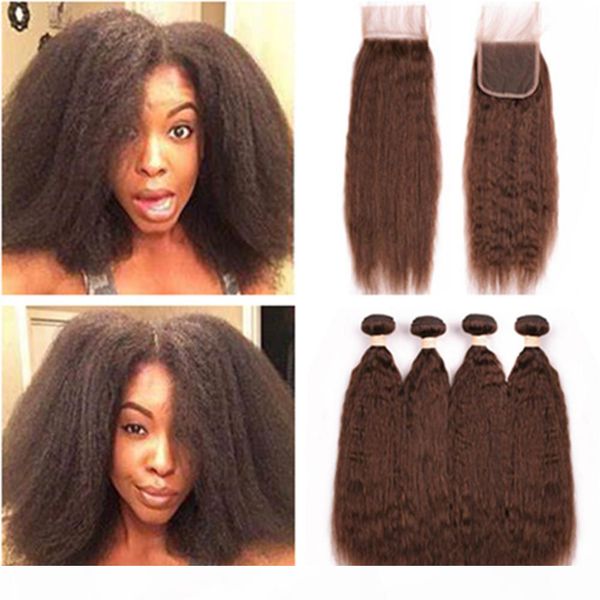 medium brown kinky straight peruvian human hair weaves with closure #4 chocolate brown coarse yaki wefts 4bundles with lace closure 4x4, Black
medium brown kinky straight peruvian human hair weaves with closure #4 chocolate brown coarse yaki wefts 4bundles with lace closure 4x4, Black