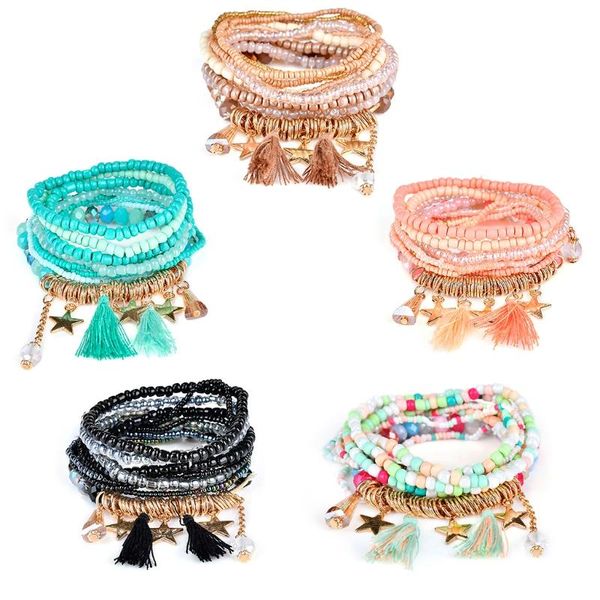 fashion ethnic boho multilayer tassel bead bracelet bangle trendy party gift, Black
fashion ethnic boho multilayer tassel bead bracelet bangle trendy party gift, Black