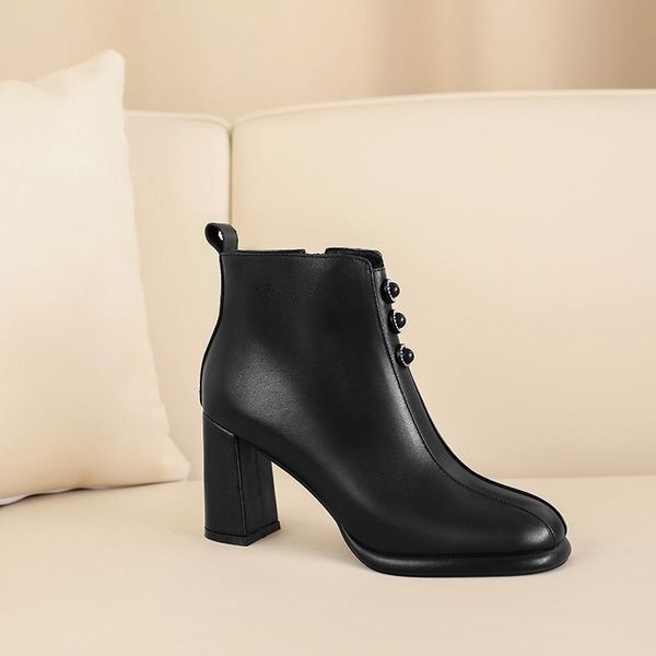 genuine leather women ankle boots 2020 autumn winter zipper thick high heels pumps party basic shoes woman, Black
genuine leather women ankle boots 2020 autumn winter zipper thick high heels pumps party basic shoes woman, Black