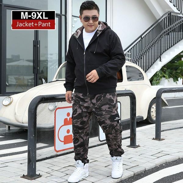 running sets autumn winter jogger tracksuit men's casual plus size 9xl hooded jacket + camouflage pant 2 piece sportswear male sports s, Black;blue
running sets autumn winter jogger tracksuit men's casual plus size 9xl hooded jacket + camouflage pant 2 piece sportswear male sports s, Black;blue