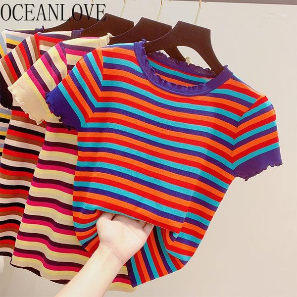 women's t-shirt oceanlove short vintage rainbow striped pulovers 2021 ins panelled t shirt women spring summer knitted student 139711, White
women's t-shirt oceanlove short vintage rainbow striped pulovers 2021 ins panelled t shirt women spring summer knitted student 139711, White