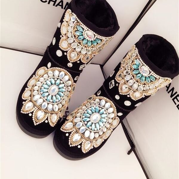 2020 handmade pebbles new thick gems not-slip snow on tube women's leather cotton boots xg7a, Black
2020 handmade pebbles new thick gems not-slip snow on tube women's leather cotton boots xg7a, Black