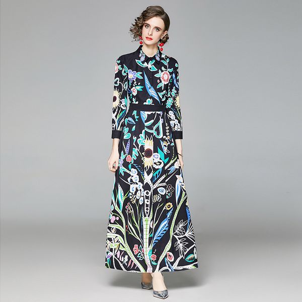 2021 new merchall women spring autumn maxi feste sleeve vintage print robe femme designer long 24q5, Black;gray
2021 new merchall women spring autumn maxi feste sleeve vintage print robe femme designer long 24q5, Black;gray