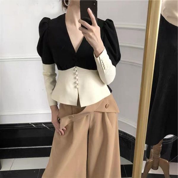 2021ss spring new women patchwork puff sleeve casual jacket coat ladies chic outerwear ddxgz2 1.12, Black;brown
2021ss spring new women patchwork puff sleeve casual jacket coat ladies chic outerwear ddxgz2 1.12, Black;brown
