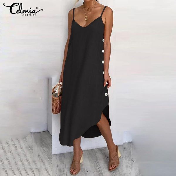 casual dresses women dress celmia 2021 summer straps sleeveless beach sundress solid button irregualr midi shirt vestidos plus size1, Black;gray
casual dresses women dress celmia 2021 summer straps sleeveless beach sundress solid button irregualr midi shirt vestidos plus size1, Black;gray