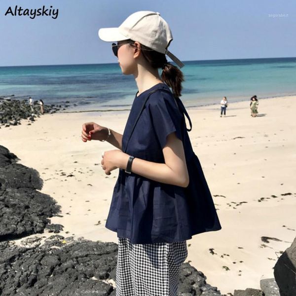 shirts women solid summer new short sleeve loose pleated blouses sweet korean style student womens simple basic leisure popular1, White
shirts women solid summer new short sleeve loose pleated blouses sweet korean style student womens simple basic leisure popular1, White