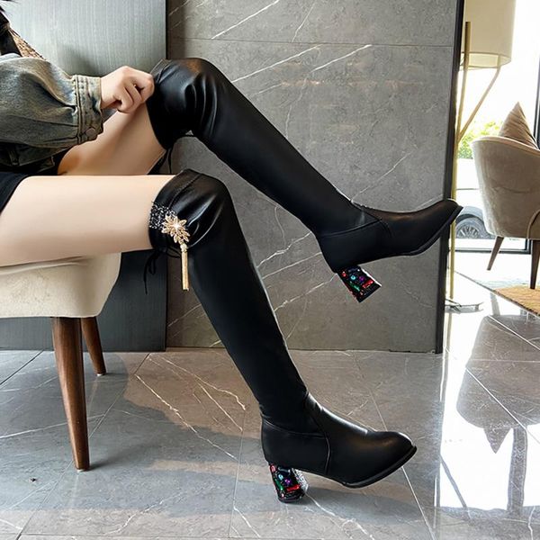 women's rubber boots thigh high heels high shoes winter footwear boots-women round toe luxury designer, Black
women's rubber boots thigh high heels high shoes winter footwear boots-women round toe luxury designer, Black