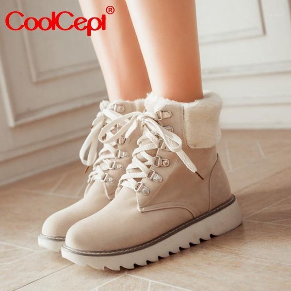 coolcept winter warm snow boots women ankle boots lace up round toe flats shoes with plush outdoor women footwear size 33-431, Black
coolcept winter warm snow boots women ankle boots lace up round toe flats shoes with plush outdoor women footwear size 33-431, Black