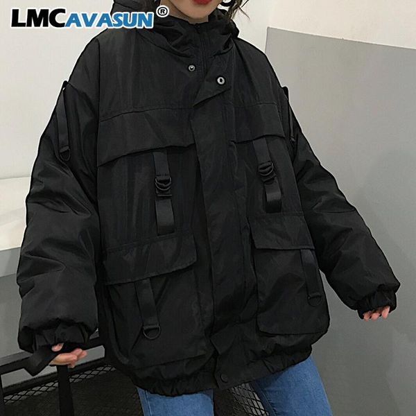 women's jackets lmcavasun harajuku hip-hop cargo parkas winter korean thicken hooded jacket 2021 black streetwear bf style coat outwear, Black;brown
women's jackets lmcavasun harajuku hip-hop cargo parkas winter korean thicken hooded jacket 2021 black streetwear bf style coat outwear, Black;brown