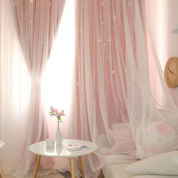 double layer yarn blackout curtains with small star-shaped holes living room treatment room princess girls bedroom window drapes1
double layer yarn blackout curtains with small star-shaped holes living room treatment room princess girls bedroom window drapes1