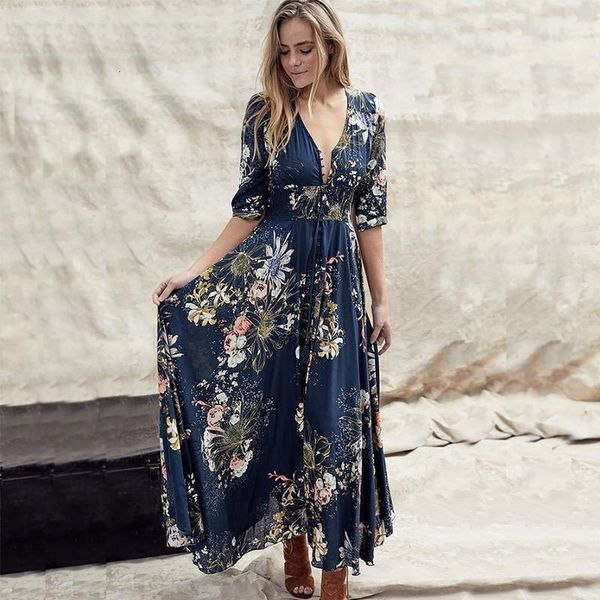 long dress women floral print summer beach chiffon dresses bohemian long sleeve vintage holiday party dress vestidos de fiesta, Black;gray
long dress women floral print summer beach chiffon dresses bohemian long sleeve vintage holiday party dress vestidos de fiesta, Black;gray