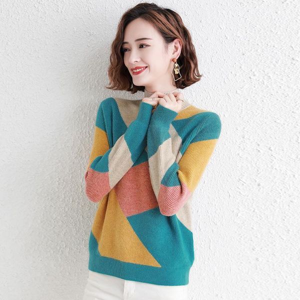 half high collar sweater for women's loose wear 2020 new style mid neck short knitted bottom sweater autumn and winter wear1, White;black
half high collar sweater for women's loose wear 2020 new style mid neck short knitted bottom sweater autumn and winter wear1, White;black