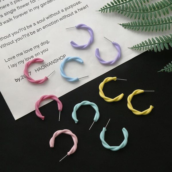hoop & huggie 2021 korean style candy color resin twisted circle earrings for women girl c shape open statement jewelry gift, Golden;silver
hoop & huggie 2021 korean style candy color resin twisted circle earrings for women girl c shape open statement jewelry gift, Golden;silver