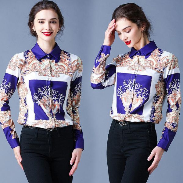 will spot the new women's temperament of europe and the united states printing jacket fashionable joker lapel long sleeve shirts, White
will spot the new women's temperament of europe and the united states printing jacket fashionable joker lapel long sleeve shirts, White