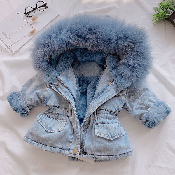 kids jackets for girls hooded faux fur fleece warm coat toddler kids baby girls hooded thick denim outwear lj201125, Blue;gray
kids jackets for girls hooded faux fur fleece warm coat toddler kids baby girls hooded thick denim outwear lj201125, Blue;gray