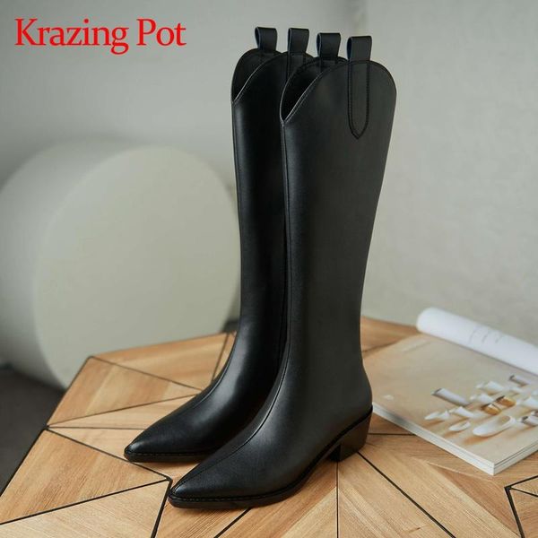 boots krazing pot split leather pointed toe med heel riding british style solid beauty lady streetwear retro knee-high l46, Black
boots krazing pot split leather pointed toe med heel riding british style solid beauty lady streetwear retro knee-high l46, Black