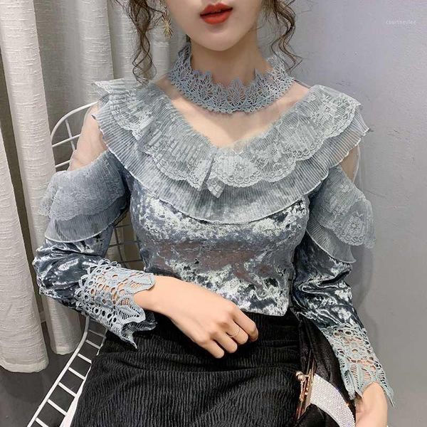 lace shirt women's autumn winter 2020 women blouse ruffles mesh long sleeve korean velour half-collar womens clothing 3026e1, White
lace shirt women's autumn winter 2020 women blouse ruffles mesh long sleeve korean velour half-collar womens clothing 3026e1, White