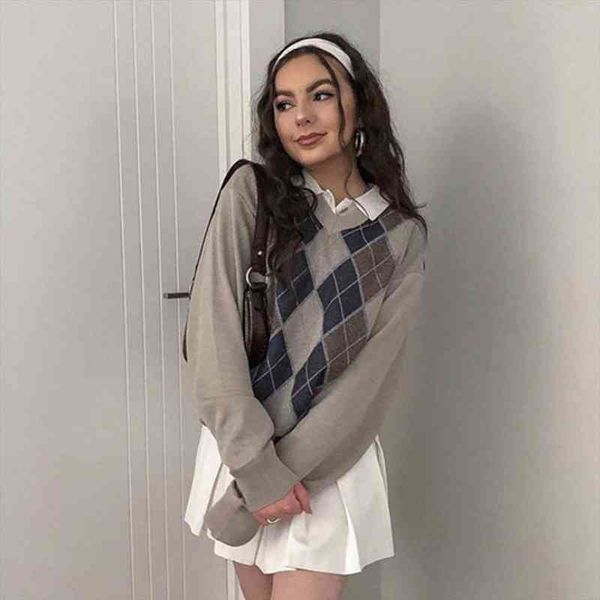 preppy style vintage v neck sweater women autumn casual argyle plaid y2k jumper female korean fashion pullover winter, White;black
preppy style vintage v neck sweater women autumn casual argyle plaid y2k jumper female korean fashion pullover winter, White;black