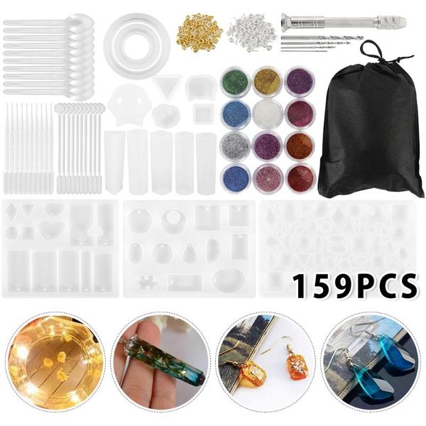 159pcs/set silicone jewelry molds tools set with storage bag for craft jewelry necklace bracelet making with storage bag, Black
159pcs/set silicone jewelry molds tools set with storage bag for craft jewelry necklace bracelet making with storage bag, Black