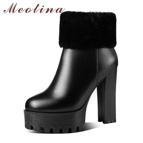 meotina super high heel boots women shoes real leather platform chunky heels short boots round toe zipper fashion ankle 40, Black
meotina super high heel boots women shoes real leather platform chunky heels short boots round toe zipper fashion ankle 40, Black