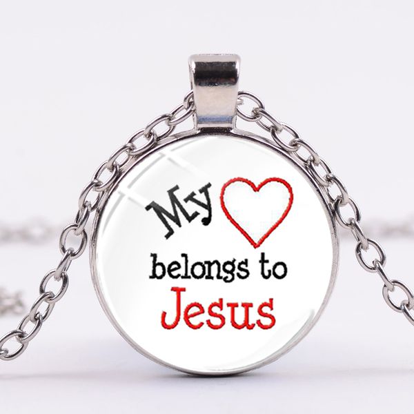new arrival jesus necklace my heart belongs to jesus letter printed glass crystal pendant statement jewelry for christian, Silver
new arrival jesus necklace my heart belongs to jesus letter printed glass crystal pendant statement jewelry for christian, Silver