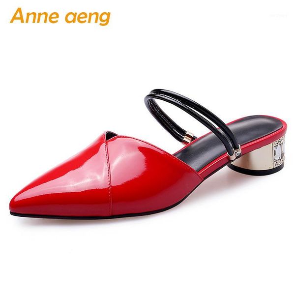 2019 new summer genuine leather outside women slippers middle square heel crystal fashion women shoes red female mules slides1, Black
2019 new summer genuine leather outside women slippers middle square heel crystal fashion women shoes red female mules slides1, Black