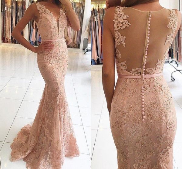 new v-neck evening dresses wear illusion lace appliques beaded blush pink mermaid long sheer back formal party dress prom gowns vestidos de, Black
new v-neck evening dresses wear illusion lace appliques beaded blush pink mermaid long sheer back formal party dress prom gowns vestidos de, Black