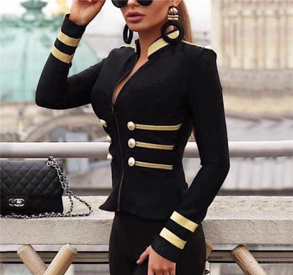women zipper slim long sleeve jacket outwear biker motorcycle short coat casual stand collar retro british buttons cardigan, Black;brown
women zipper slim long sleeve jacket outwear biker motorcycle short coat casual stand collar retro british buttons cardigan, Black;brown
