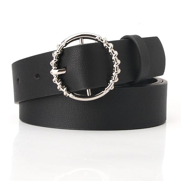 2020 new designer women's ring round buckle belt female black white brown leather waist belts for women, Black;brown 
2020 new designer women's ring round buckle belt female black white brown leather waist belts for women, Black;brown