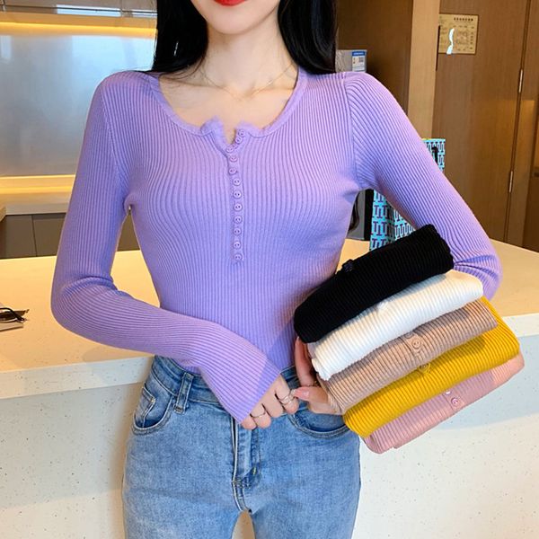 autumn winter button v neck sweater single breasted women basic slim pullover women sweaters knit jumper ladies knitwear, White;black
autumn winter button v neck sweater single breasted women basic slim pullover women sweaters knit jumper ladies knitwear, White;black