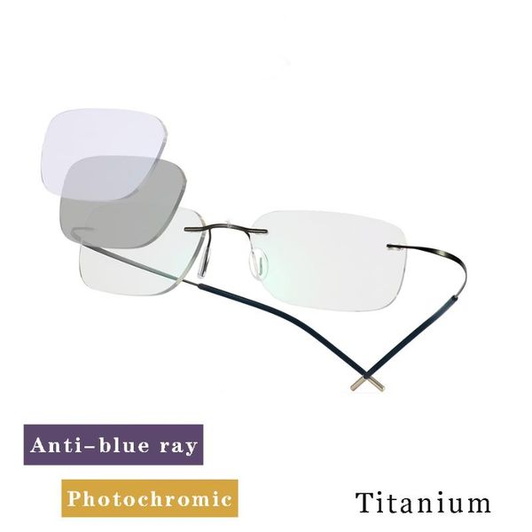 sunglasses b titanium anti-blue ray rimless glasses pochromic myopia lens men women optics eyewear, White;black
sunglasses b titanium anti-blue ray rimless glasses pochromic myopia lens men women optics eyewear, White;black