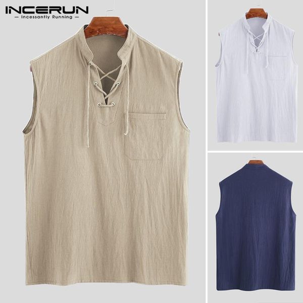 incerun 2020 men tank cotton linen v neck lace up breathable sleeveless vests summer casual vintage streetwear men tees 5xl, White;black
incerun 2020 men tank cotton linen v neck lace up breathable sleeveless vests summer casual vintage streetwear men tees 5xl, White;black