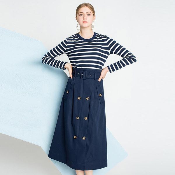 sweet lady 2 pieces women dress sets striped knitting long sleeves t shirt double button with sashes skirt suit female1, Gray
sweet lady 2 pieces women dress sets striped knitting long sleeves t shirt double button with sashes skirt suit female1, Gray