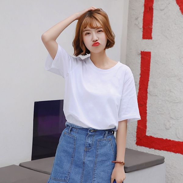spring summer 2019 short sleeve t-shirt women's new korean style body shirt loose ins outfit student outfit student clothes half sleeve, White
spring summer 2019 short sleeve t-shirt women's new korean style body shirt loose ins outfit student outfit student clothes half sleeve, White