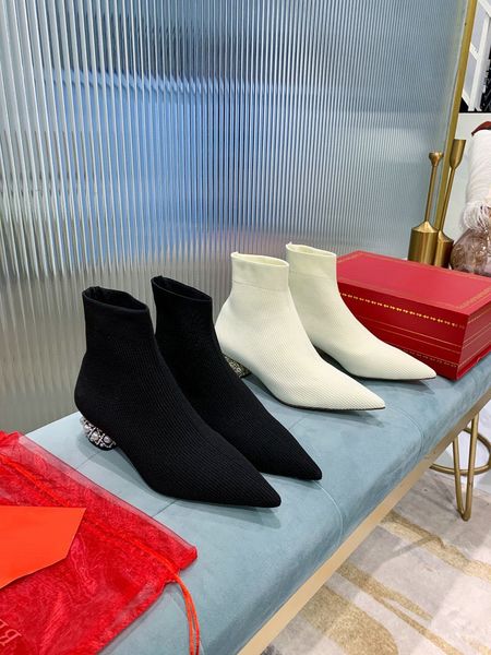 autumn and winter socks boots women's elastic boots designer pearl rhinestone shining heel 3.8cm high heels, Black
autumn and winter socks boots women's elastic boots designer pearl rhinestone shining heel 3.8cm high heels, Black