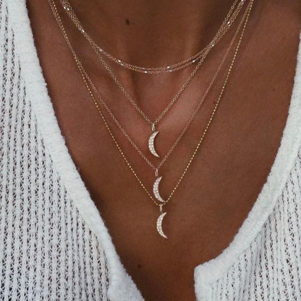 2020 fashion multilayer crystal moon necklace for women vintage crystal boho pendant collar necklace jewelry gift, Silver
2020 fashion multilayer crystal moon necklace for women vintage crystal boho pendant collar necklace jewelry gift, Silver