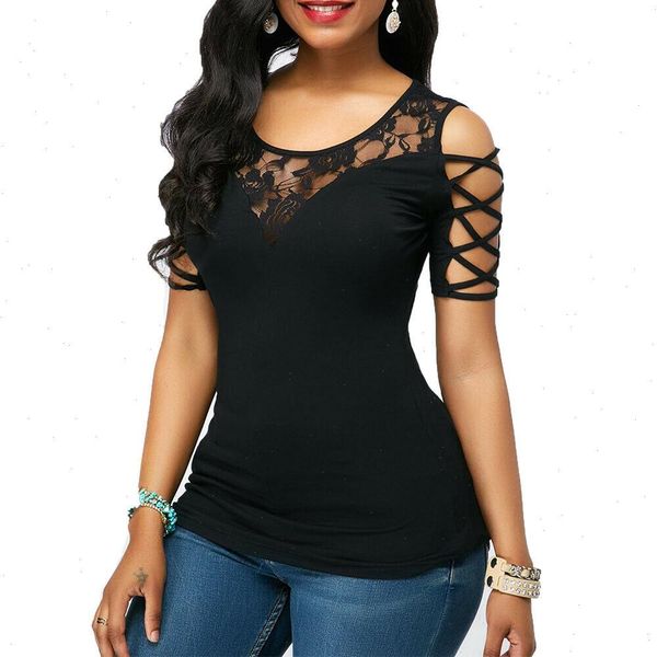 personality fashion women cold shoulder round neck t shirts summer short sleeve floral lace slim tee, White
personality fashion women cold shoulder round neck t shirts summer short sleeve floral lace slim tee, White