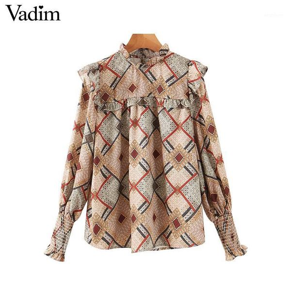 women's blouses & shirts vadim women fashion print ruffled blouse long sleeve collar female casual stylish blusas mujer lb6491, White
women's blouses & shirts vadim women fashion print ruffled blouse long sleeve collar female casual stylish blusas mujer lb6491, White
