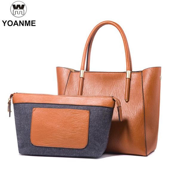 luxury women handbags new arrival leather tote bag composite bags for ladies brown women hand bags bolso mujer