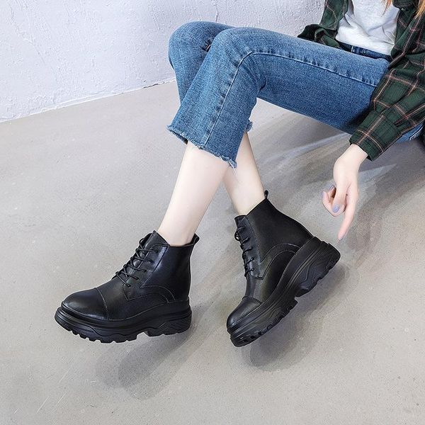 va martin boots higher female in the new joker shoes show thin han edition fashion white shoe leather wedge, Black
va martin boots higher female in the new joker shoes show thin han edition fashion white shoe leather wedge, Black