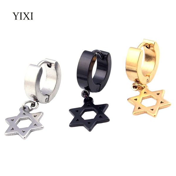 hoop & huggie yixi six-pointed star stainless steel earrings for men punk small circle loop dangle pendientes jewelry, Golden;silver
hoop & huggie yixi six-pointed star stainless steel earrings for men punk small circle loop dangle pendientes jewelry, Golden;silver