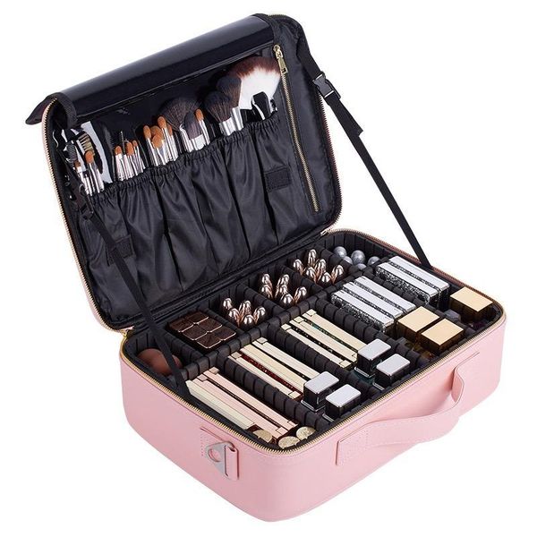 double-layer travel storage partition cosmetic bag pink portable waterproof pu large capacity portable cosmetic case simple
double-layer travel storage partition cosmetic bag pink portable waterproof pu large capacity portable cosmetic case simple