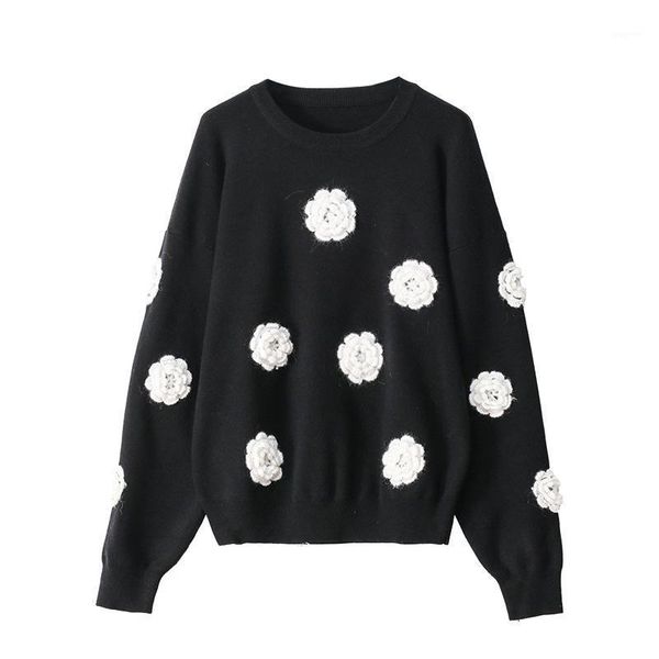 fall winter women black casual pullover sweater o-neck korean style sweet embroidery 3d flower leisure loose warm color sweater1, White;black
fall winter women black casual pullover sweater o-neck korean style sweet embroidery 3d flower leisure loose warm color sweater1, White;black