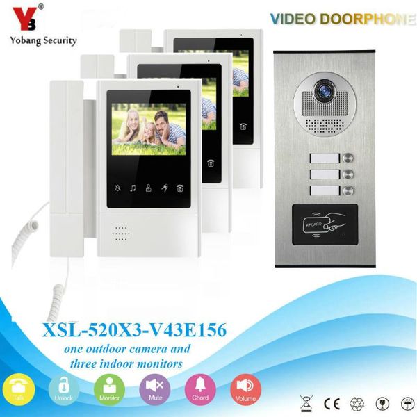 yobang security 4.3"3 units hands-interfone para casa waterproof intercom system porteiro eletronico rfid video door camera
yobang security 4.3"3 units hands-interfone para casa waterproof intercom system porteiro eletronico rfid video door camera