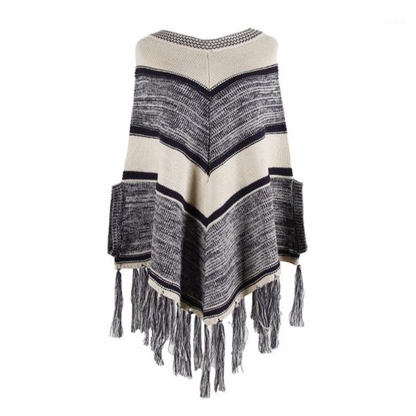 2019 woman sweater autumn spring knit clothes striped cloak plus size pullover tassel sweaters1, White;black
2019 woman sweater autumn spring knit clothes striped cloak plus size pullover tassel sweaters1, White;black