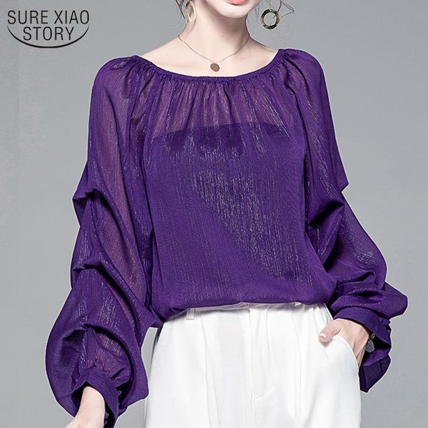 women's blouses & shirts 2021 autumn fashion chiffon blouse women vintage purple loose perspective shirt lantern sleeve female blus, White
women's blouses & shirts 2021 autumn fashion chiffon blouse women vintage purple loose perspective shirt lantern sleeve female blus, White