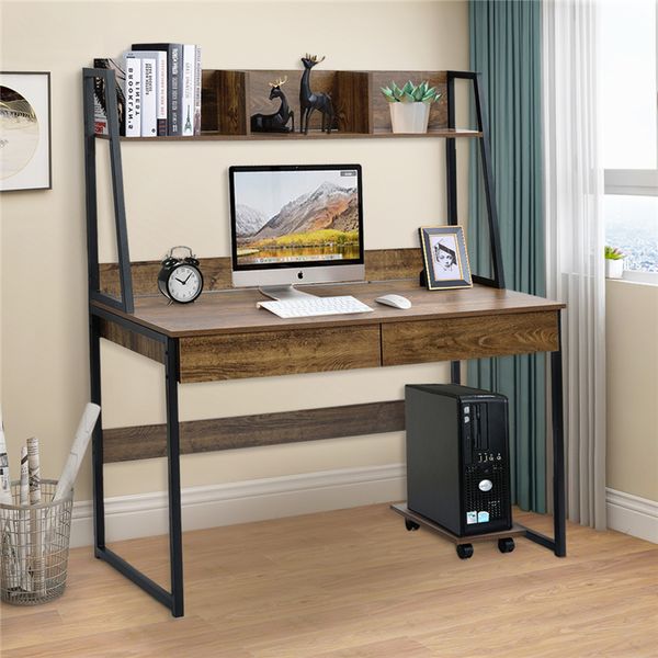 us stock home office computer desk with hutch/ bookshelf desk with space saving design brown fast shipping
us stock home office computer desk with hutch/ bookshelf desk with space saving design brown fast shipping
