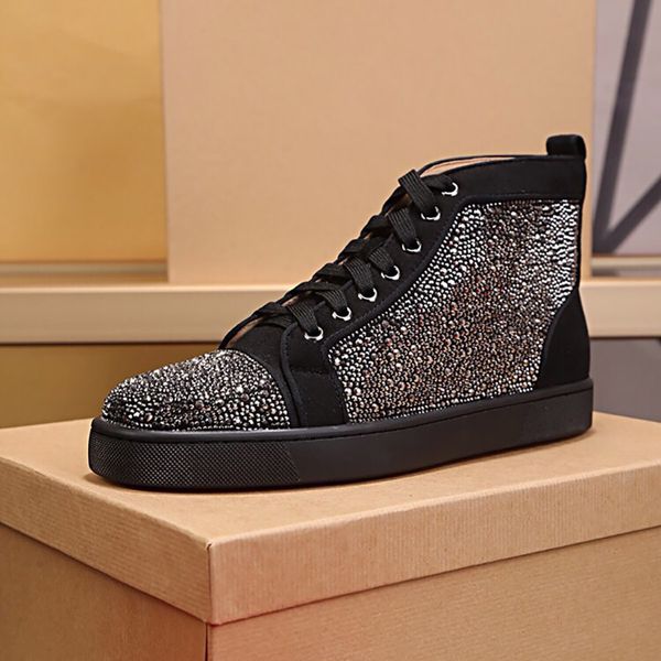 mens women platform shoes sparkling diamond spikes high mid black red white designer sneakers genuine leather casual shoes
mens women platform shoes sparkling diamond spikes high mid black red white designer sneakers genuine leather casual shoes